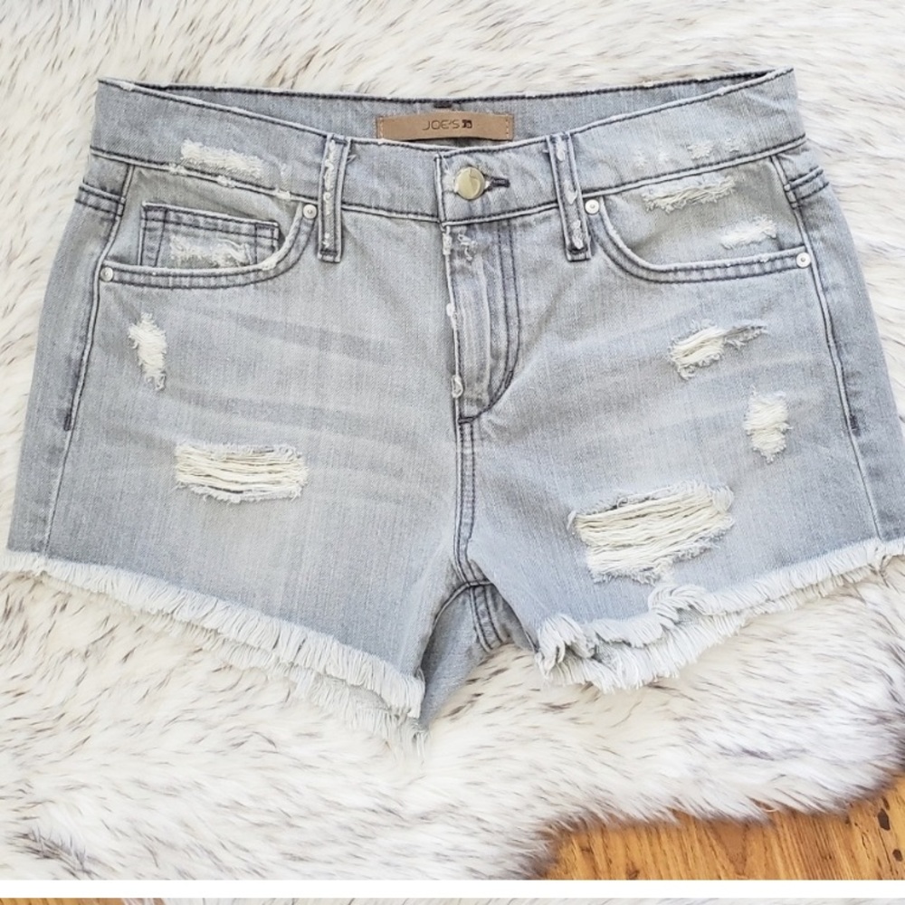 Joe's Jeans Grey Cut Off Distressed Shorts Size 25 light gray blue